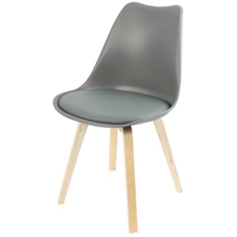 Chaise scandinave grise avec coussin