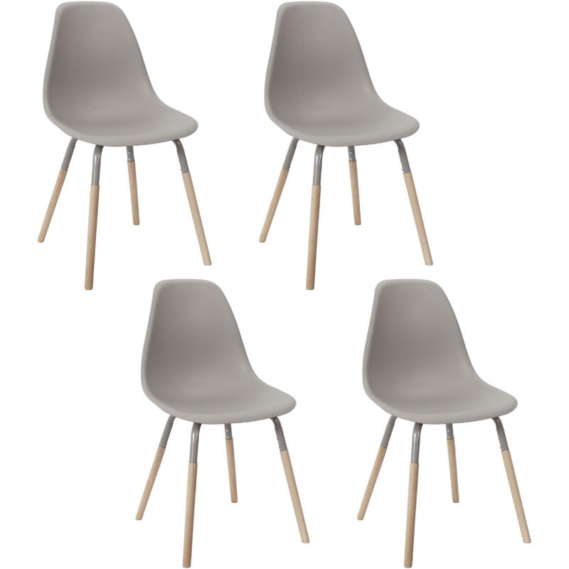 Chaise Scandinave Phenix Taupe - Lot De 4