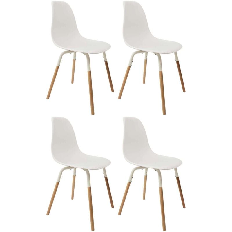 The Home Deco Factory - Chaise scandinave pieds métal et bois de hêtre Phenix (Lot de 4)