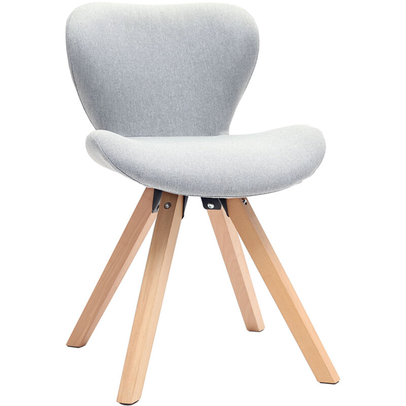 Miliboo - Chaise scandinave en tissu gris clair et bois clair anya
