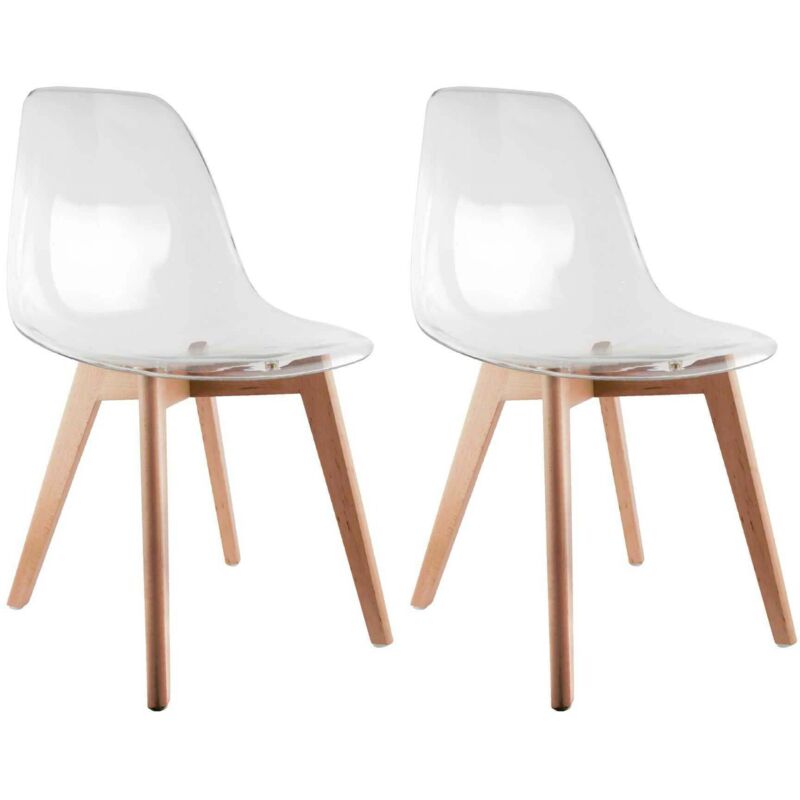 Ac-deco - Chaise scandinave en plastique transparent (Lot de 2) Ac-deco - Chaise scandinave en plastique transparent (Lot de 2)