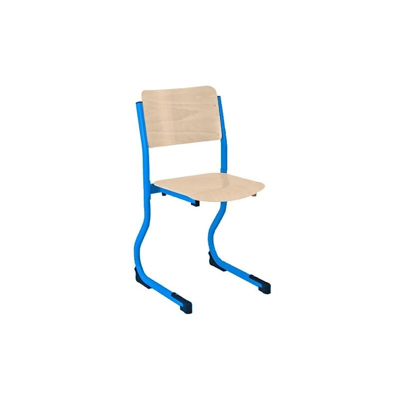 Sans Marque - Chaise scolaire appui sur table piètement réglable en hauteur T4 à T6 - bleue - Lot de 2 - Maxiburo