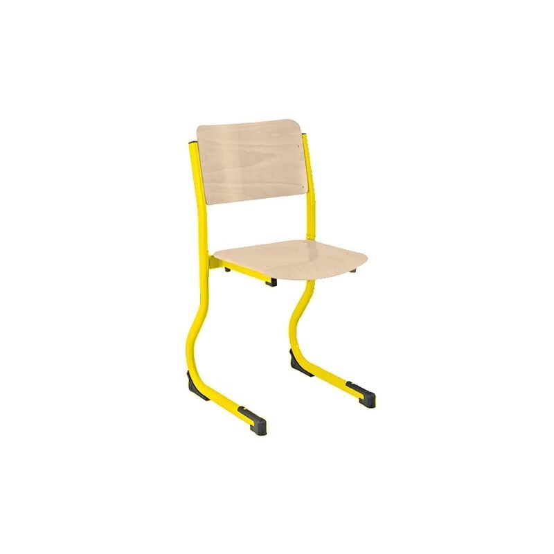 Sans Marque - Chaise scolaire appui sur table piètement réglable en hauteur T4 à T6 - jaune - Lot de 2 - Maxiburo