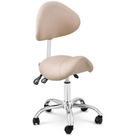 Chaise selle de cheval Siège selle avec dossier Crème, argent Hauteur réglable
