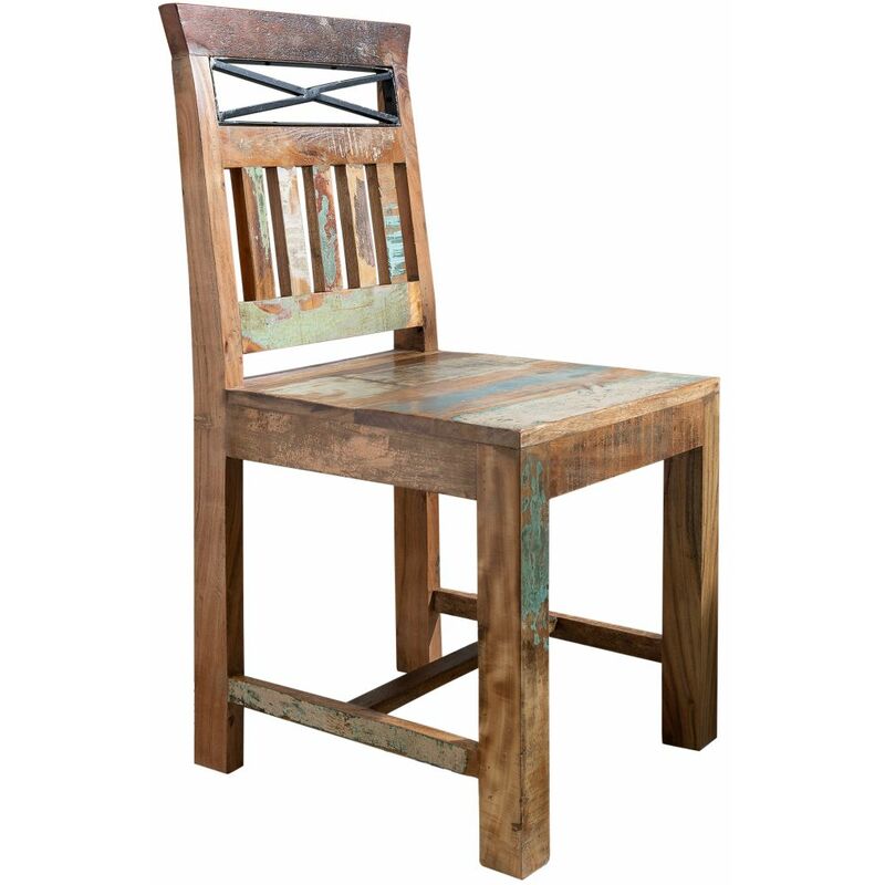 Massivmoebel24 - Chaise 45x45 Bois de récupération laqué Multicolore nature of spirit 39