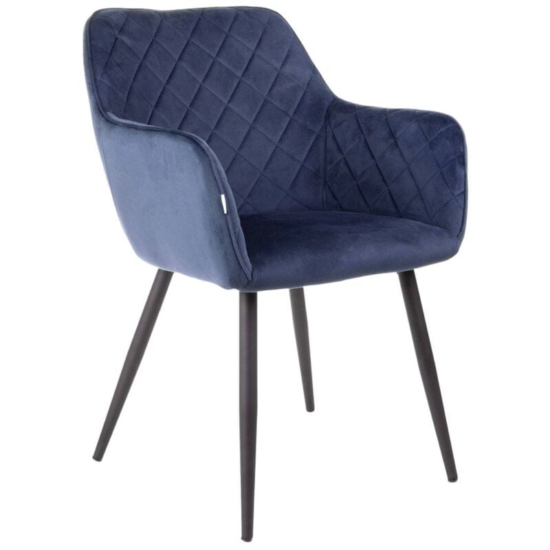 chaise SHELTON velours bleu marine 56x60x84cm 860558