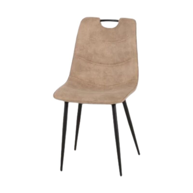 Chaise simili taupe avec poignée pieds métal noir
