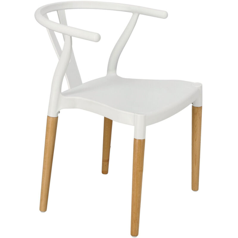 Chaise Simplet en osier, modèle Wishbone Blanc