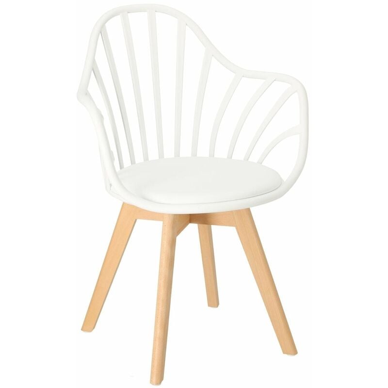 Chaise Sirena avec accoudoirs, blanc
