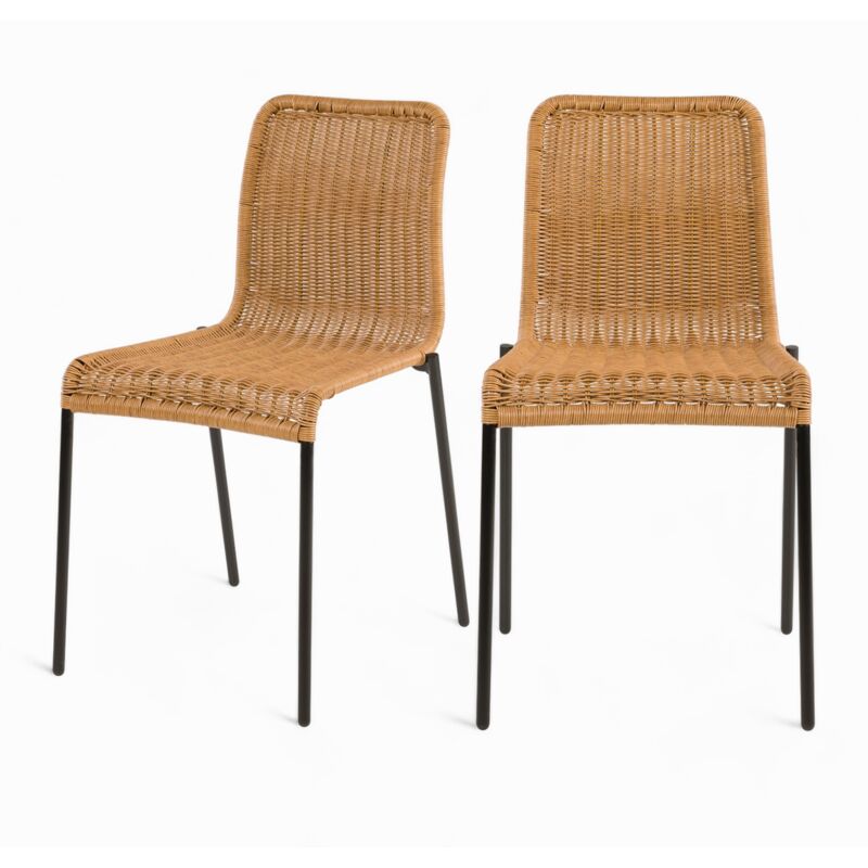 Rendez-vous Déco - Lot de 2 chaises intérieur/extérieur en résine tressée naturelle - sirivara