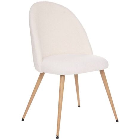 Chaise Slano pieds imitation hêtre bouclette blanc - Atmosphera créateur d'intérieur