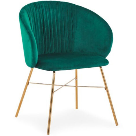 Chaise Smart Velours Vert Pieds Or