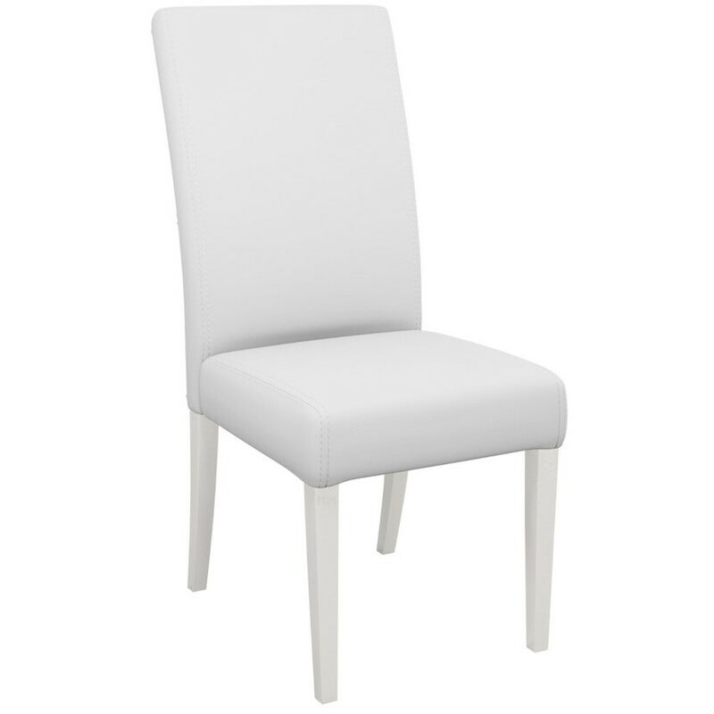 Mobilier1 - Chaise Sparks 184, Blanc, 105x45x42cm, Faux cuir, En bois, Bois