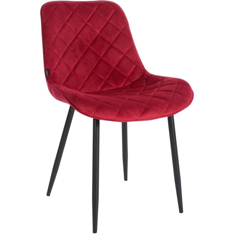 Décoshop26 - Chaise de salle à manger cuisine x1 assise en velours rouge et pieds en métal noir 100001491