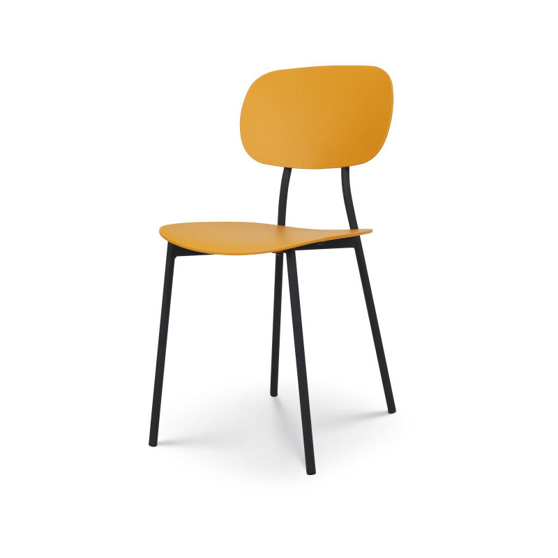 Kosmi - Chaise style contemporain jaune et pieds en métal noir - modèle lea