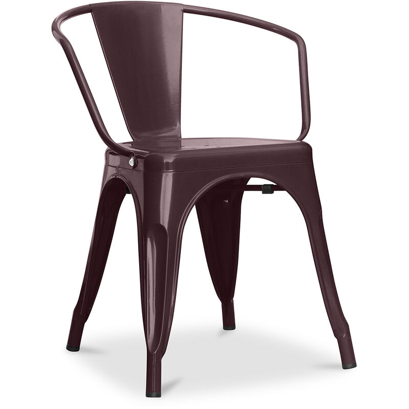 chaise de salle à manger avec accoudoirs - acier - nouvelle édition - stylix bronze - acier - bronze