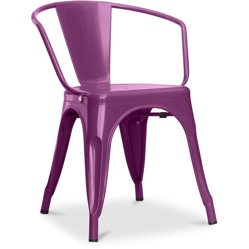 Privatefloor - Chaise de salle à manger avec accoudoirs - Acier - Nouvelle édition - Stylix Violet