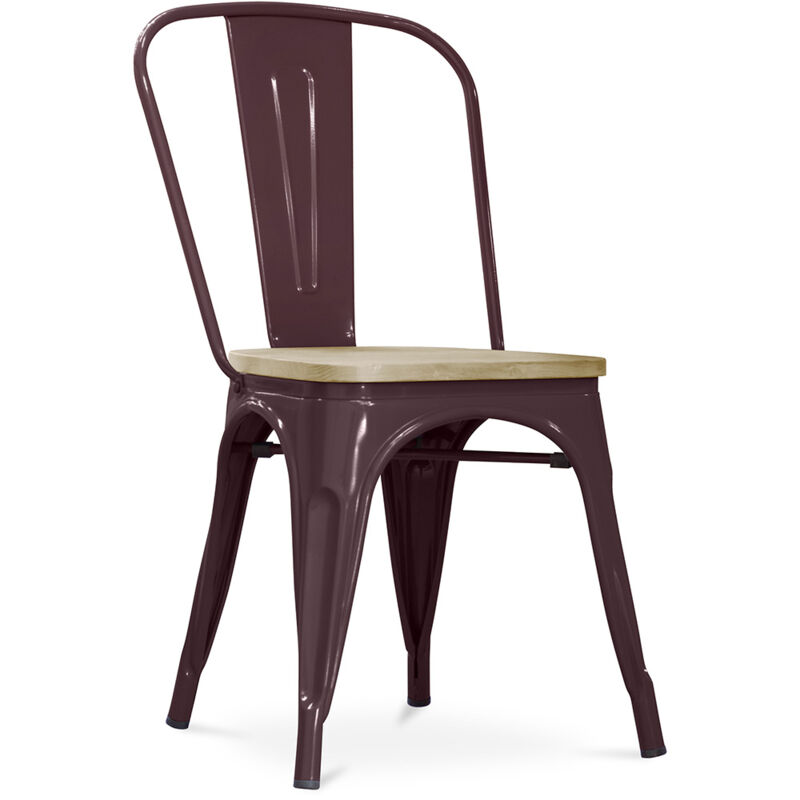chaise de salle à manger - design industriel - bois et acier - stylix bronze - bois, acier - bronze