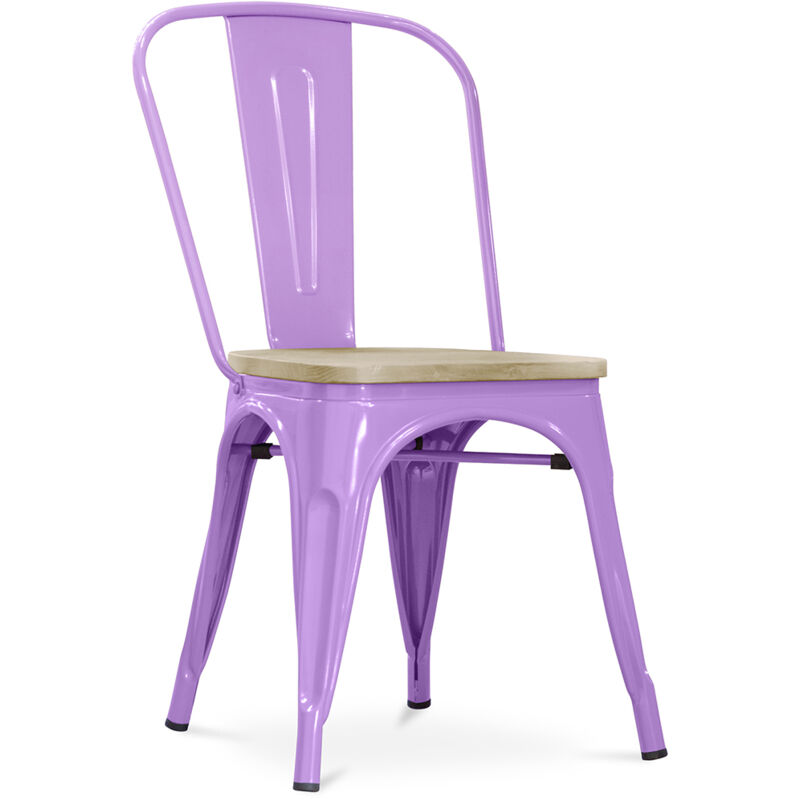 Privatefloor - Chaise de salle à manger - Design industriel - Bois et acier - Stylix Violet Clair Privatefloor - Chaise de salle à manger - Design industriel - Bois et acier - Stylix Violet Clair