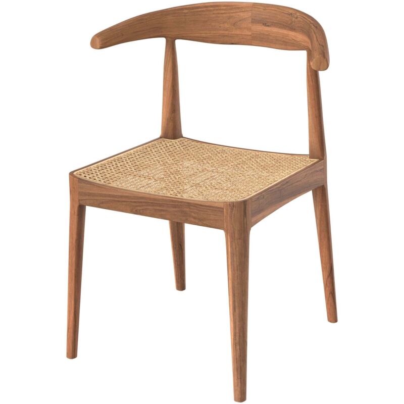 Rendez-vous Déco - Chaise en bois de teck et tressage cannage en rotin - java