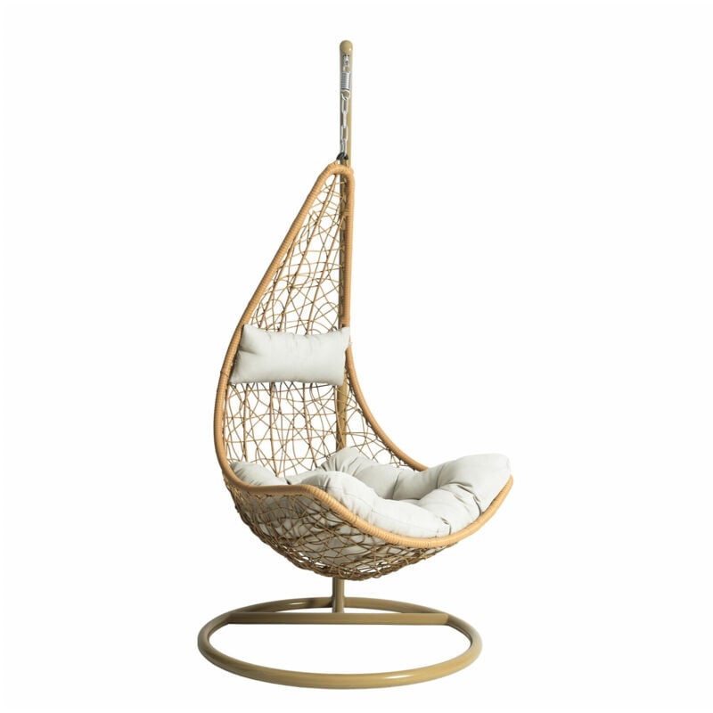 Chaise suspendu Comfivo 313, Marron + Beige, 195x95x95cm, Plastique, Tapisserie, Métal