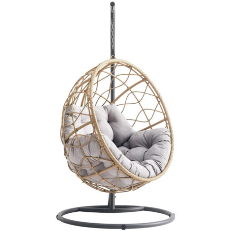 Chaise suspendu Comfivo Popas , 197x107x107cm, Métal, Osier plastique
