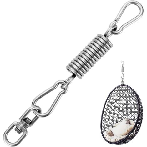 Chaise suspendue à ressort, ressort oscillant pour chaise suspendue, avec 2 mousquetons et crochet pivotant à 360°, capacité de charge jusqu'à 250 kg