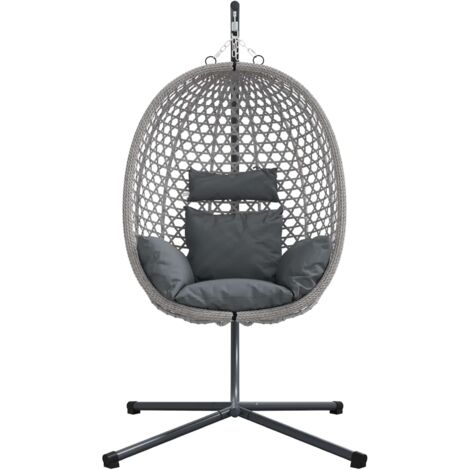 Chaise suspendue anthracite et gris 104 x 100 x 191 cm