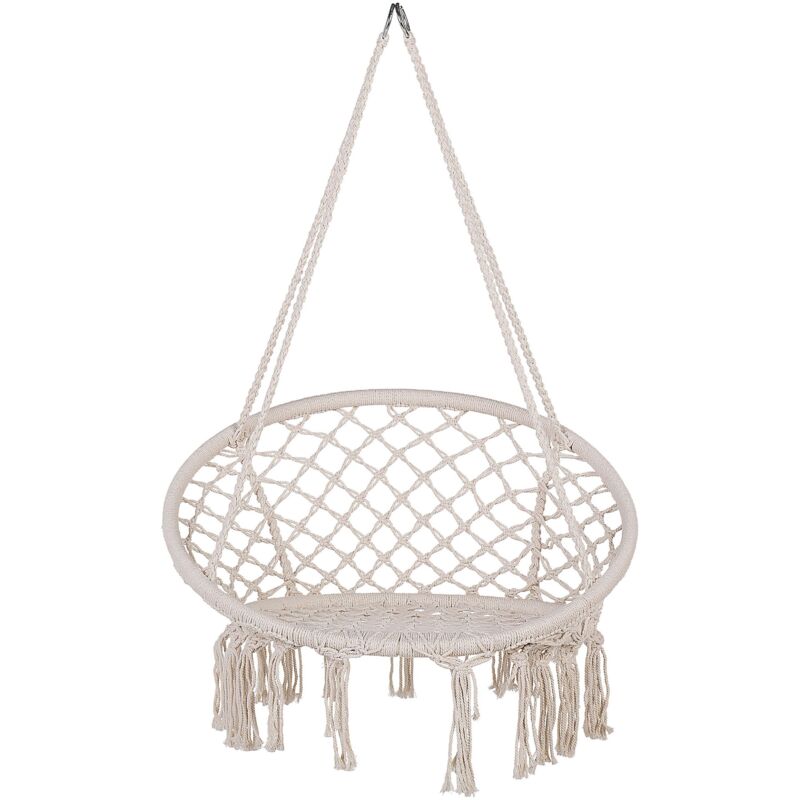 Beliani - Chaise Balançoire Suspendue Boho Coton Macramé Blanc Gabella