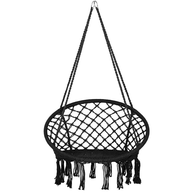 Beliani - Chaise Balançoire Suspendue Boho Coton Macramé Noir Gabella