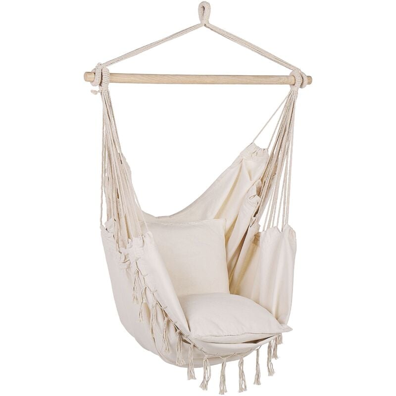 Beliani - Chaise Balançoire Hamac Suspendue Siège en Coton Beige Bonea