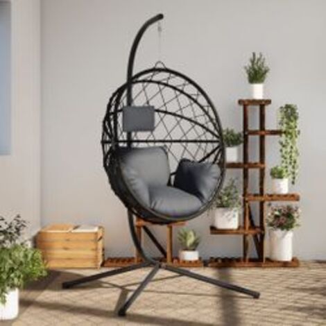 Chaise suspendue en forme d'œuf avec support anthracite