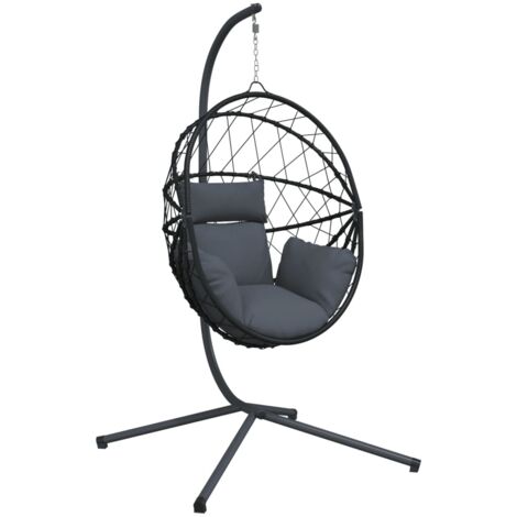 Chaise suspendue en forme d'œuf avec support anthracite