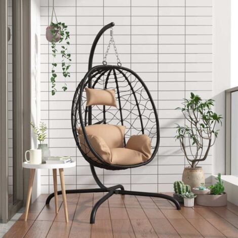 Chaise suspendue en forme d'œuf  Chaise de relaxation avec coussin taupe 42115