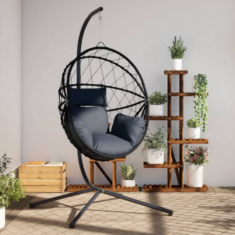 Chaise suspendue en forme d'œuf avec support anthracite - Vidaxl