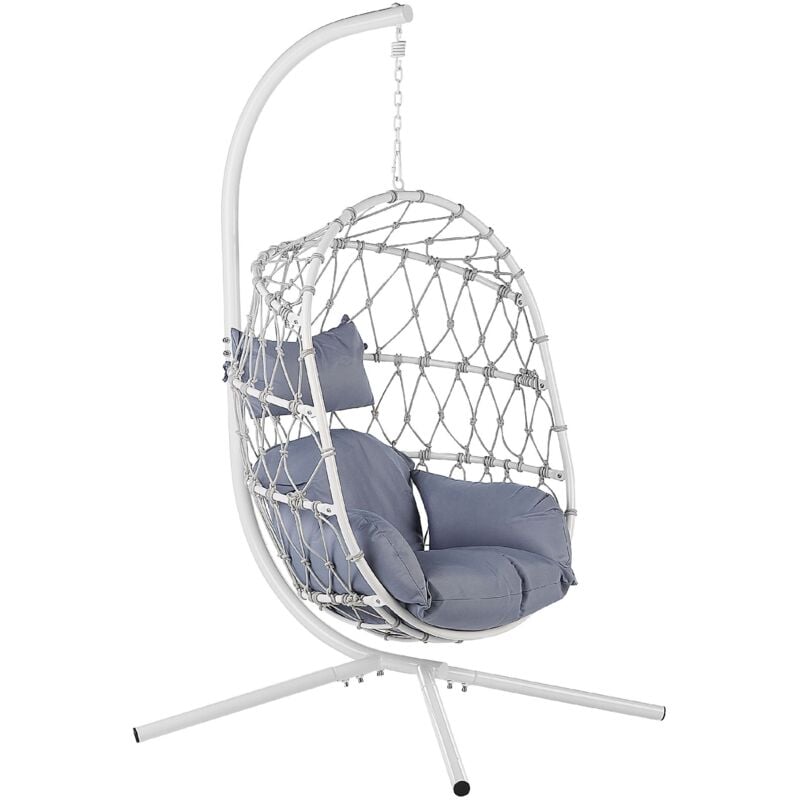 Beliani - Chaise Suspendue avec Support en Métal Blanc et Coussin en Polyester Adria