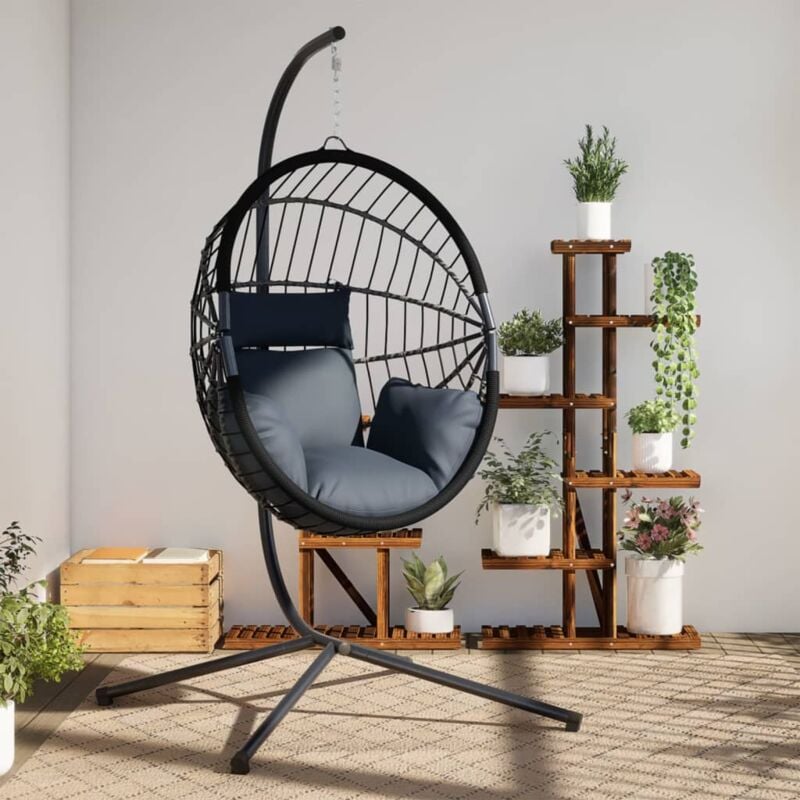 Chaise suspendue en forme d'œuf avec support anthracite - Vidaxl