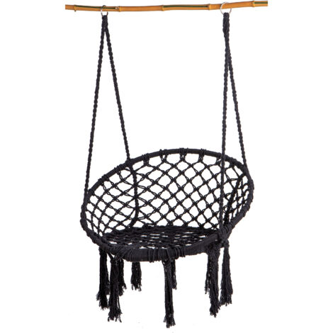 Chaise suspendue macramé 80x60x110 cm noire