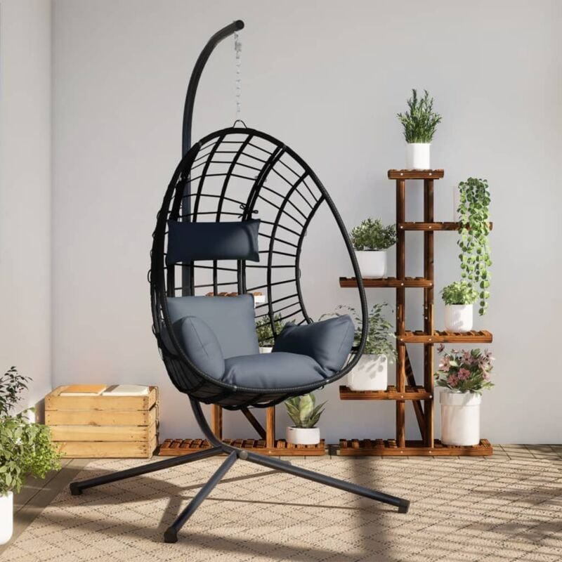 Vidaxl - Chaise suspendue œuf support anthracite rotin et acier