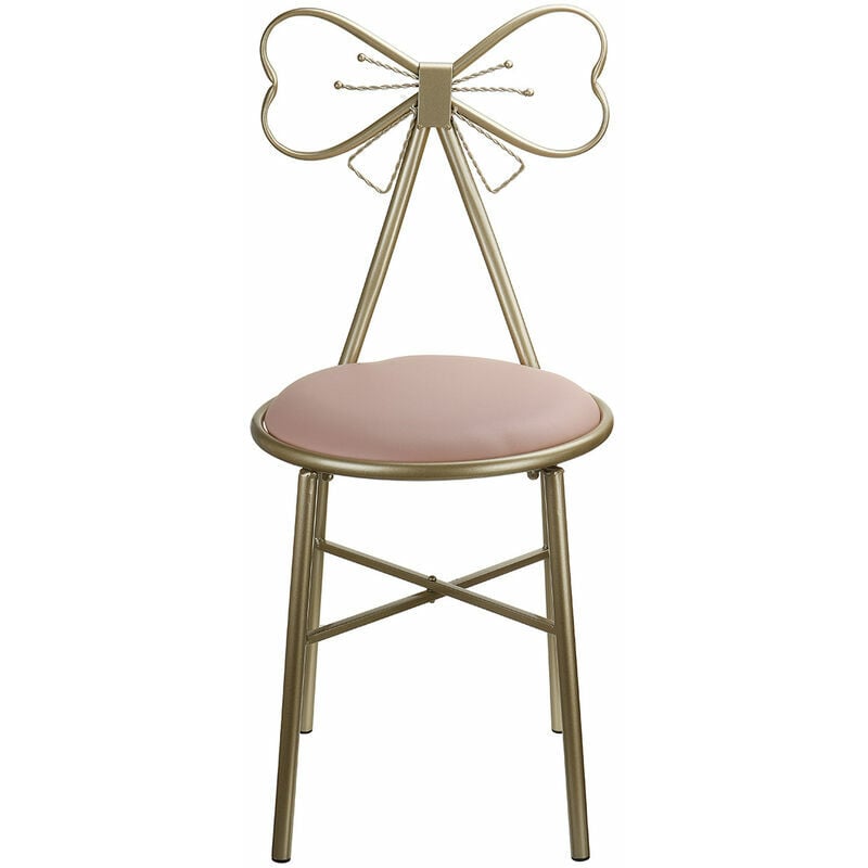 chaise tabouret de maquillage 79.5cm pour chambre salle de bain 150kg max. rose cuir pu