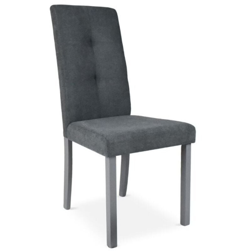 Toscohome - Chaise tapissée avec structure en bois et tissu gris - Eric