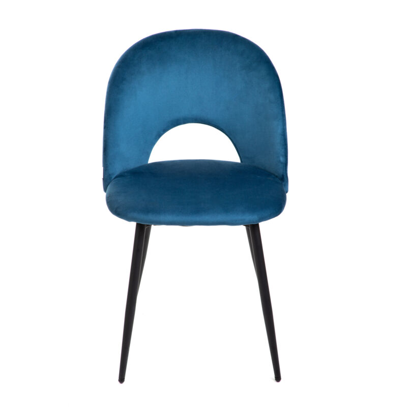 chaise TERCIO velours bleu marine 47x55x77cm 871028