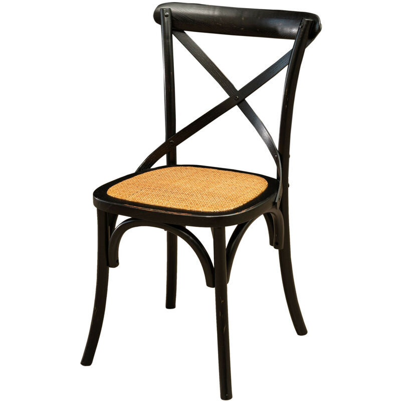biscottini - chaise moderne en bois de frêne et rotin 88x48x52 chaise salle à manger cuisine vintage chaises rustiques thonet (noir antique) - noire