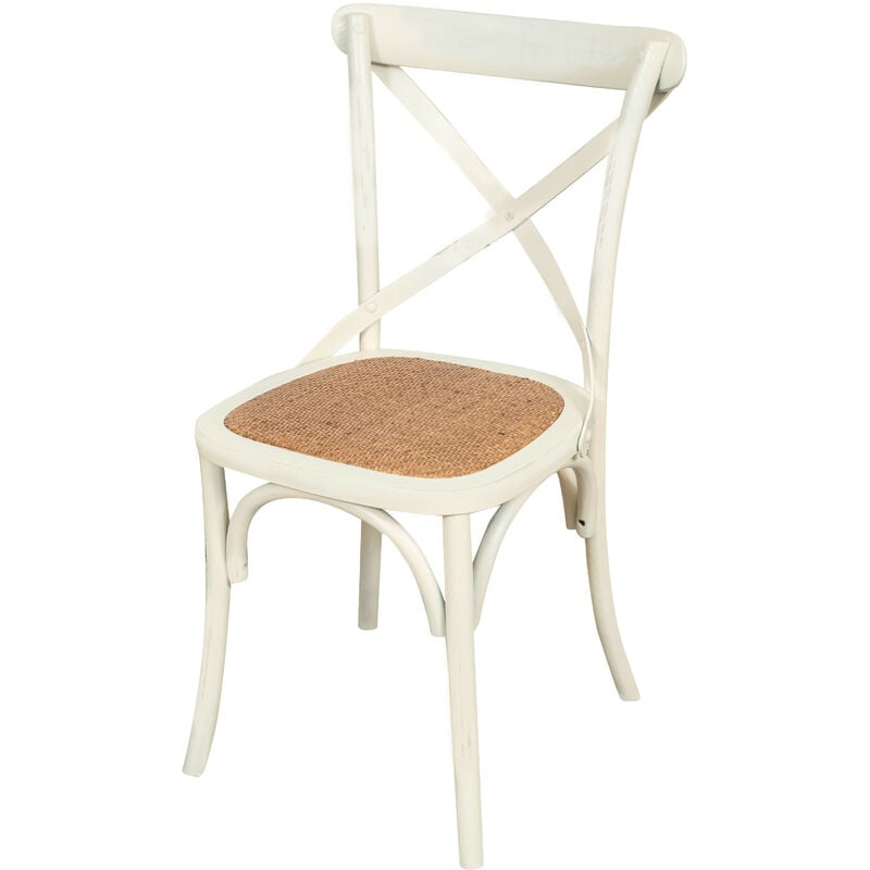 Chaise vintage en bois et rotin de salle à manger de cuisine Chaise Thonet rustique Chaise de bistrot moderne blanc antique - blanc antique