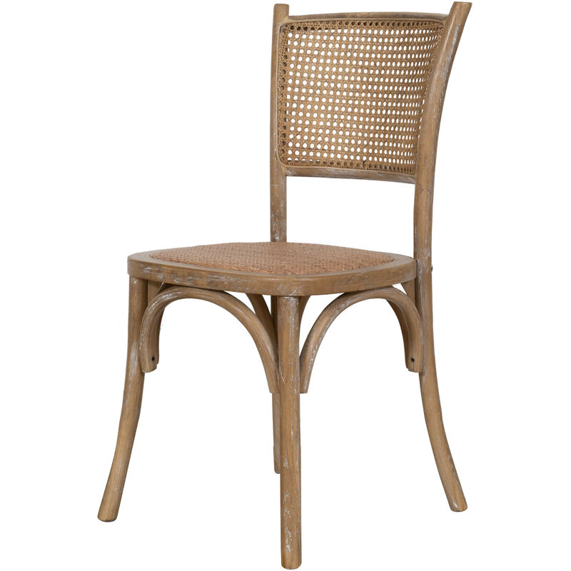 Chaise en frêne massif et rotin Chaise Thonet Chaises de salle à manger, cuisine et restaurant Style Vintage Finition chêne - bois