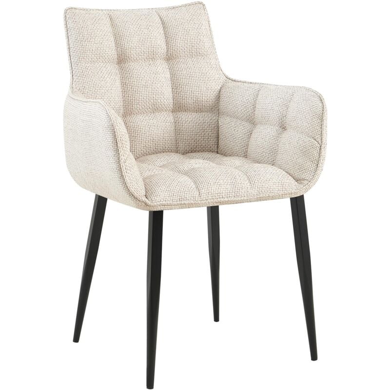 CLP - Chaise de salle à manger Tirana Tissu Ivoire Noir