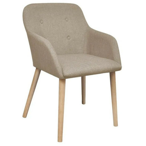 Chaise tissu beige et pieds chêne massif Chila - Lot de 4