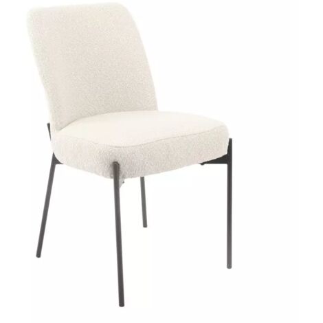Chaise tissu bouclette blanc écru pieds métal noir - SHEEP