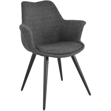 Chaise tissu gris anthracite avec pieds métal et accoudoirs – CALGARY