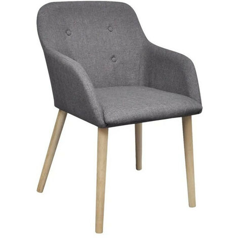 Chaise tissu gris clair et pieds chêne massif Chila - Lot de 4